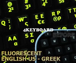 Neu leuchtend fluoreszierende griechisch-englische Tastaturaufkleber - Bild 1 von 1
