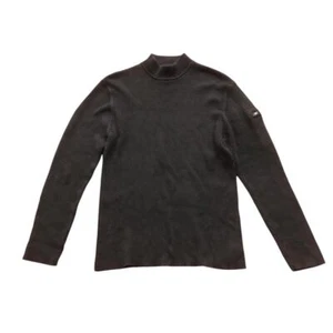 1990s VTG Jones New York Black Ribbed Knit Mock Neck Long Sleeve Top Size Large - Picture 1 of 4