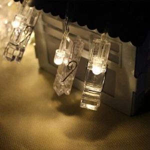 Luces de cuerda con clip colgante fotográfico LED alimentado por batería 15 luces de hadas LED 2,5 M - Imagen 1 de 8