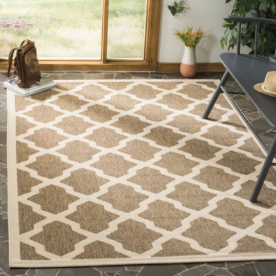SAFAVIEH Indoor Outdoor CY6903-242 Courtyard Brown / Bone Rug - Image 1 of 4