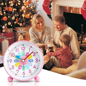 Kinderwecker ohne Ticken Rosa Wecker mit Nachtlicht Mädchen Geschenk Einschulung - Bild 1 von 15
