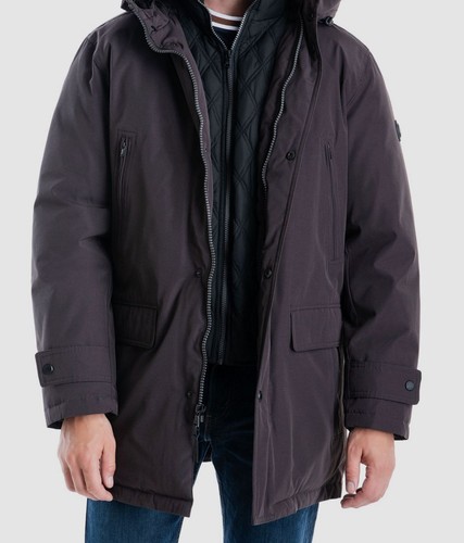 Cappotto parka da uomo marrone Michael Kors bavaglino con cappuccio da uomo marrone taglia XL