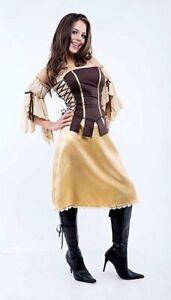 Women's Teen Tavern Wench Costume Brown and Yellow