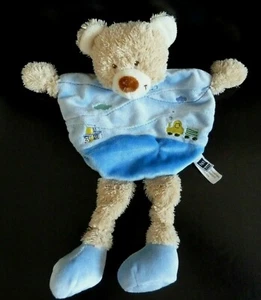 *TEX BABY ABGERUNDET FLACHES KUSCHELTIER BLAUBÄR beige grün Zug Traktor 123 NEUWERTIG - Bild 1 von 5