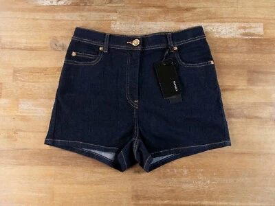 VERSACE Azul Marino Medusa Cabeza Logo Denim Vaqueros Mini Pantalones Cortos Talla 28 Auténticos Nuevos con Etiquetas Foto 1 de 4