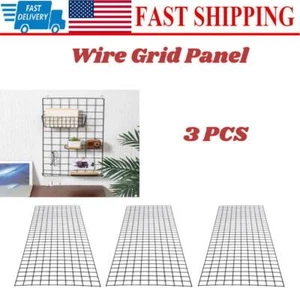 Black Grid Panel Set Of 3 Wire Grid Panel Photo Display Grid Home Decoration - Picture 1 of 24
