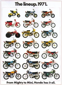 1971 HONDA MOTORCYCLE LINEUP SALES AD/ BROCHURE VINTAGE - Picture 1 of 1