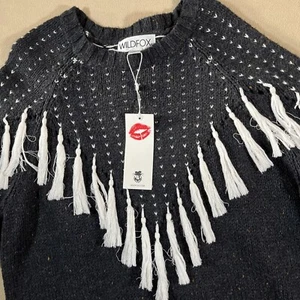 Wildfox Pullover Damen M Wollmischung Quaste Western Cowgirl Boho Distressed Neu mit Etikett - Bild 1 von 13