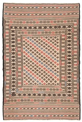 Kelim Sumach Handgewebter Orientteppich 192x124 cm-Nomadic,kilim,Soumak,Beige - Bild 1 von 4