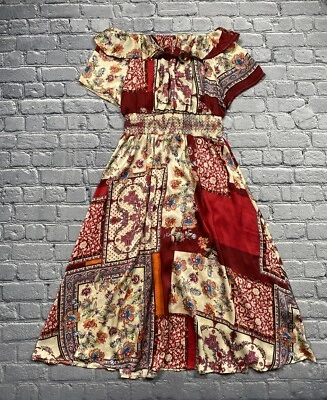 Vestido blusa lapislázuli para mujer talla L marfil/borgoña retazos florales cottagecore Foto 1 de 4