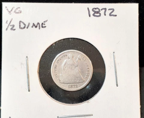 1872 ARROWS SEATED LIBERTY SILVER 1/2 DIME - VG - RL7 Cover