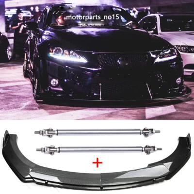Alerón divisor de labios parachoques delantero de carbono para Lexus IS 250 350 300 + varillas de puntal Foto 1 de 4