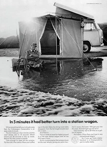 1968 Volkswagen Campmobile "In 5 Minutes" Original Print Ad - Picture 1 of 1