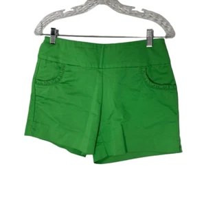 Crown and Ivy Green Pull On Elastic Waist Ruffle Cotton Shorts Size 4 - Picture 1 of 8