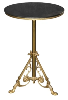 Mesa Martini ajustável pé de pata ocasional tampo de mármore French Regency e bronze - Imagem 1 de 4