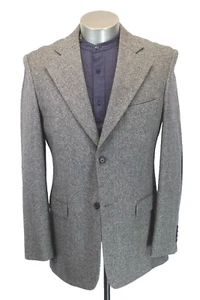 black white herringbone J Peterman moon tweed blazer jacket sport suit coat 40 L - Picture 1 of 10