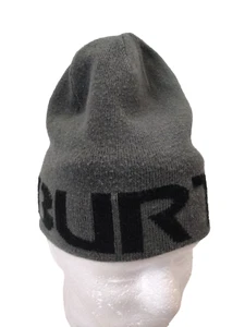 BURTON Reversible Beanie Hat Gray and Black W? Large Spell Out On Cap - Picture 1 of 9