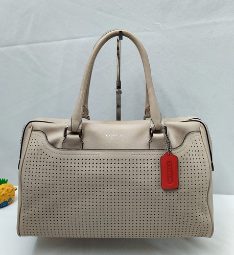 Borsa a tracolla Coach Haley leggera nuda forata in pelle manici superiori con cerniera