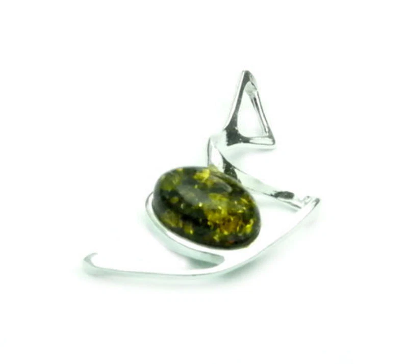 Adorabile 925 Argento Sterling & Ambra Baltica Ciondolo Design 447G - Immagine 1 di 1