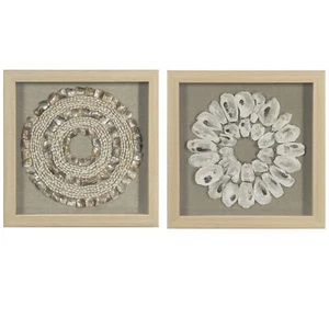 Anelli conchiglia di mare scatola ombra decorazione da parete (set da 2 pezzi) - Foto 1 di 12