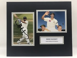 RARE Mike Hussey Australia Cricket Signed Photo Display + COA AUTOGRAPH ASHES - Picture 1 of 3