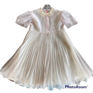 Sz 8 1/2 Vintage 70’s Pretty Plush Sears Roebuck  Pleated Peter Pan Collar Dress - Picture 1 of 8