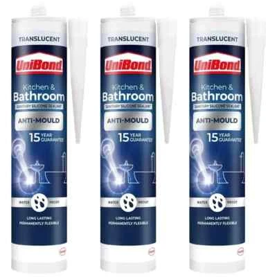 3x UniBond Sigillante Sanitario Antimuffa Cucina e Bagno, 300ml - Traslucido🏠