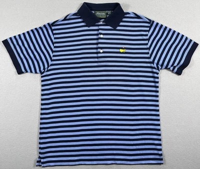 NWOT Vintage Masters Collection Polo Shirt Pima Cotton Blue Striped Size Small Foto 1 de 4