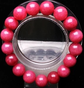 Pulsera de amor con cuentas de piedras preciosas de rodocrosita de hielo rosa natural de 12 mm - Imagen 1 de 6