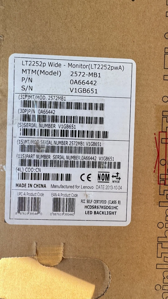 NEW Lenovo ThinkVision LT2252p 22" 1680x1050 Monitor DP DVI VGA Sealed - Image 1 of 4