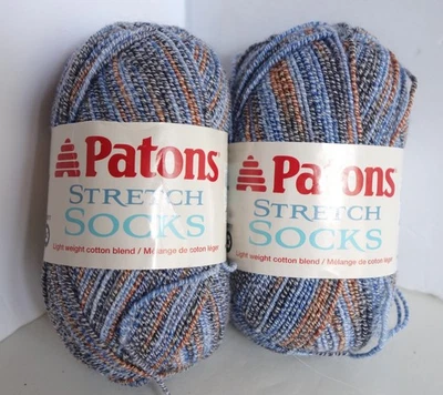 Lote de 2 madejas patones calcetines elásticos hilo en mineral. Mezcla de algodón. Foto 1 de 2