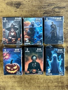 Pfanne Silber 5 Gramm .999 Halloween 6 Limited Edition 2025 volle Serie coloriert - Bild 1 von 3
