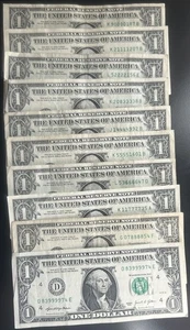 $1 FULL COMPLETE QUAD SET 0-9 Lot of 10 Four In A Row Fancy Serial Numbers - Picture 1 of 22