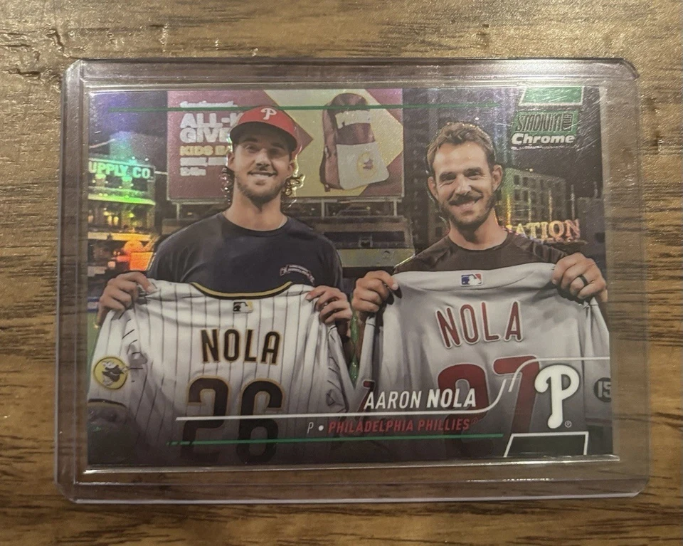 2022 Topps Stadium Club Chrome Aaron Nola 76/99 Foil #284 - Image 1 of 2