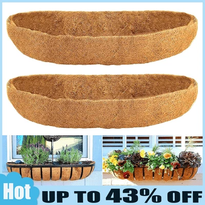 24-48'' Trough Coco Liner Planting Flower Wall Hanging Basket Planter Window Box - Image 1 of 4