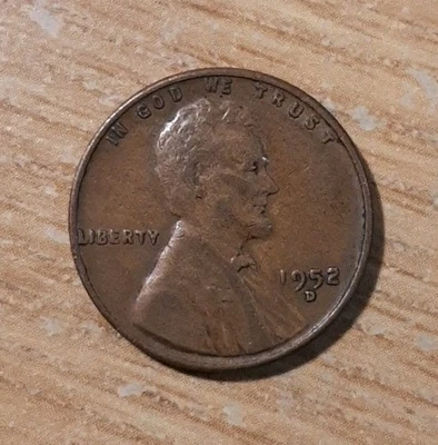 1952-D LINCOLN WHEAT PENNY DENVER ONE 1 CENT MM38 - Image 1 of 2