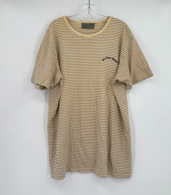 Ralph Lauren Polo Jeans Vintage Mens Beige Striped Short Sleeve T Shirt Sz L - Image 1 of 4