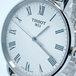 Orologio TISSOT T-Classic Everytime T109410A Quarzo Argento Bianco 37mm Funzionante - Foto 1 di 9