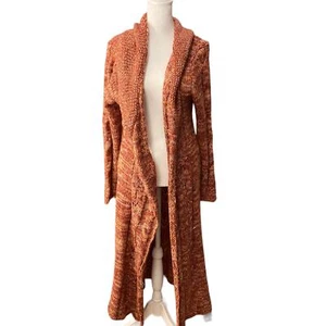 Boston Proper Duster Women Drape Front Open Front Cardigan Long Sleeve Brown M - Picture 1 of 12