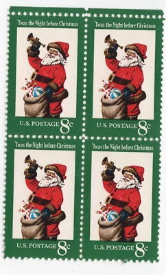 Scott #1472 Santa Trumpet Block of 4 Stamps - MNH - Image 1 of 2