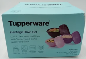 Tupperware Heritage Set 6pz Contenitore per Alimenti in Plastica Viola Sigillato - Foto 1 di 10