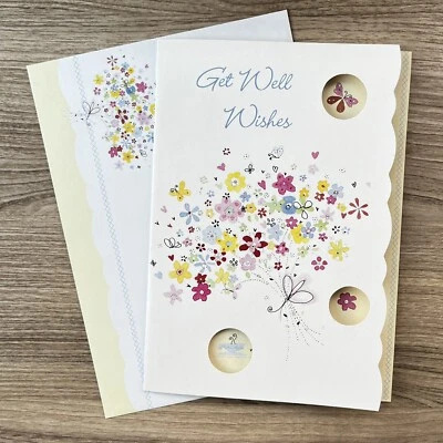 GET WELL Wishes Greeting Card Heart & Stroke Foundation Flower Bouquet - UNUSED - Image 1 of 4