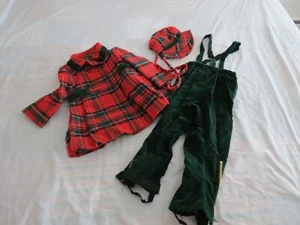 Coat & Hat & Leggings  Girl's  Size   2 Red Plaid  Vintage 80s - Picture 1 of 18