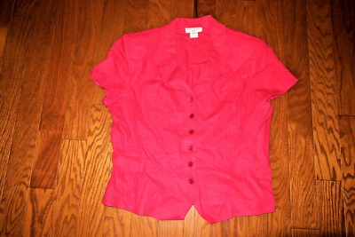 14 XL ❤️ MISS DORBY ❤️ RED JACKET TOP 59% LINEN Office Work SHORT SLEEVE NEW - Image 1 of 4