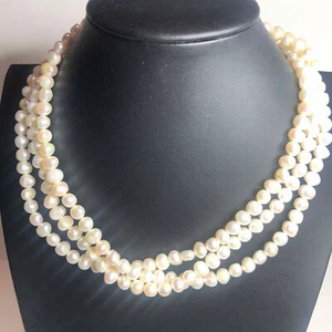 2741 Sterling silver 925 CW triple strand Pearl necklace 19" long - Picture 1 of 2