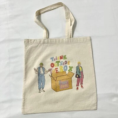 THINK OUTS THE BOX Bolso de Mano de Compras Bolso de Hombro de Algodón Beige Bolso Gráfico Foto 1 de 4