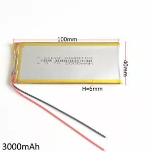 3.7V 3000mAh 6040100 Lipo Battery Rechargeable For DVD Mobile Phone Power Bank - Picture 1 of 5