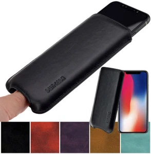 iPhone X | XS Hülle Echt Leder Handy Tasche Ultra Slim Etui Lederhülle Top Case - Photo 1/11