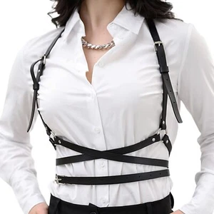 Punk Black Leather Body Harness Belt for Women Gothic Adjustable Waist Belts ... - Picture 1 of 6