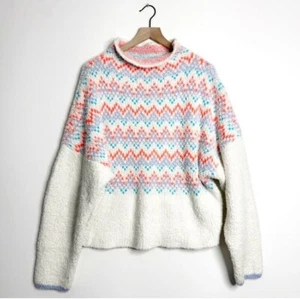 Anthropologie Women’s Large Pilcro Selene Sweater Nordic Mock Neck Fuzzy White - Picture 1 of 6